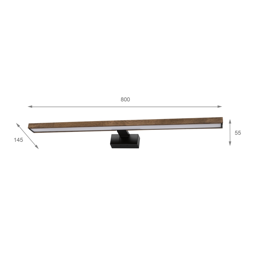 Brilagi - LED Koupelnové osvětlení zrcadla 3v1 WOODY MIRROR LED/15W/230V 80 cm IP44 černá/dub ořech