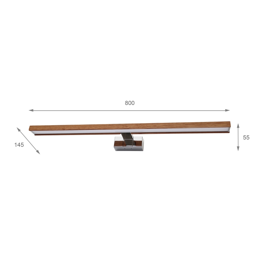 BRILAGI - LED Koupelnové osvětlení zrcadla 3v1 WOODY MIRROR LED/15W/230V 80 cm IP44 lesklý chrom/dub třešeň