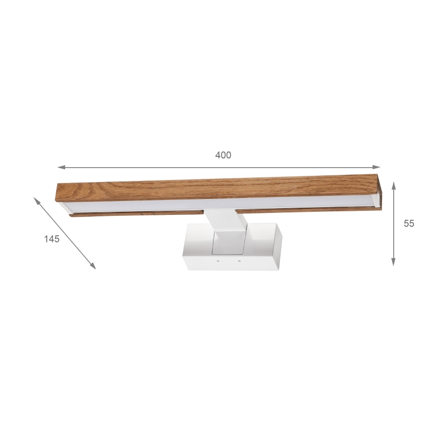 Brilagi - LED Koupelnové osvětlení zrcadla 3v1 WOODY MIRROR LED/8W/230V 40 cm IP44 bílá/dub třešeň