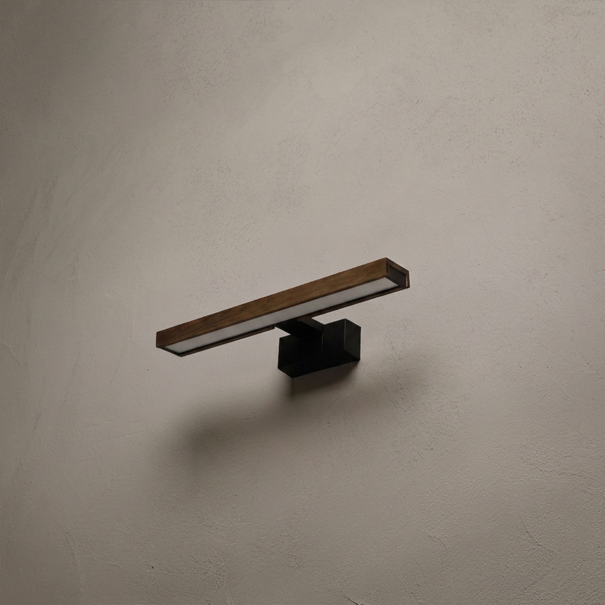 Brilagi - LED Koupelnové osvětlení zrcadla 3v1 WOODY MIRROR LED/8W/230V 40 cm IP44 černá/dub ořech