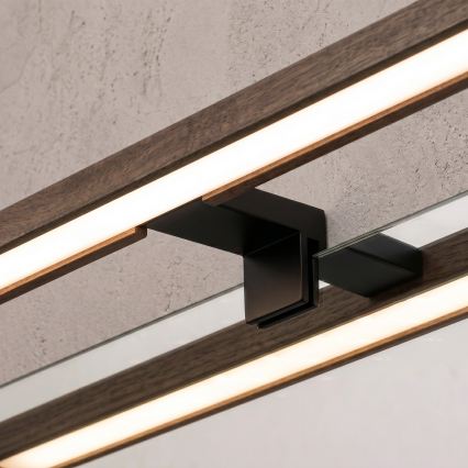 Brilagi - LED Koupelnové osvětlení zrcadla 3v1 WOODY MIRROR LED/8W/230V 40 cm IP44 černá/dub ořech
