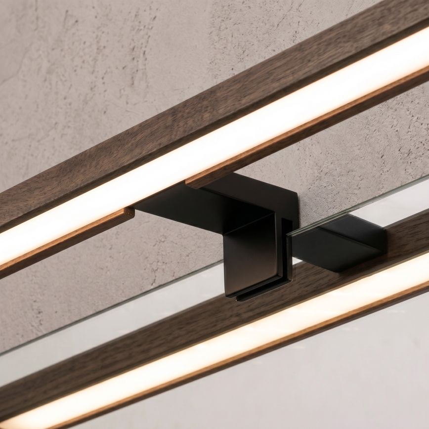 Brilagi - LED Koupelnové osvětlení zrcadla 3v1 WOODY MIRROR LED/8W/230V 40 cm IP44 černá/dub ořech