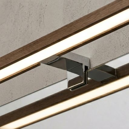 Brilagi - LED Koupelnové osvětlení zrcadla 3v1 WOODY MIRROR LED/8W/230V 40 cm IP44 lesklý chrom/dub ořech