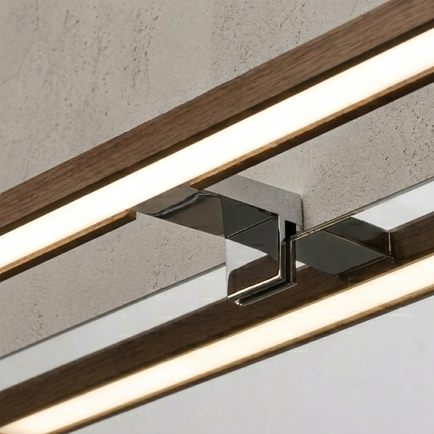 Brilagi - LED Koupelnové osvětlení zrcadla 3v1 WOODY MIRROR LED/8W/230V 40 cm IP44 lesklý chrom/dub ořech
