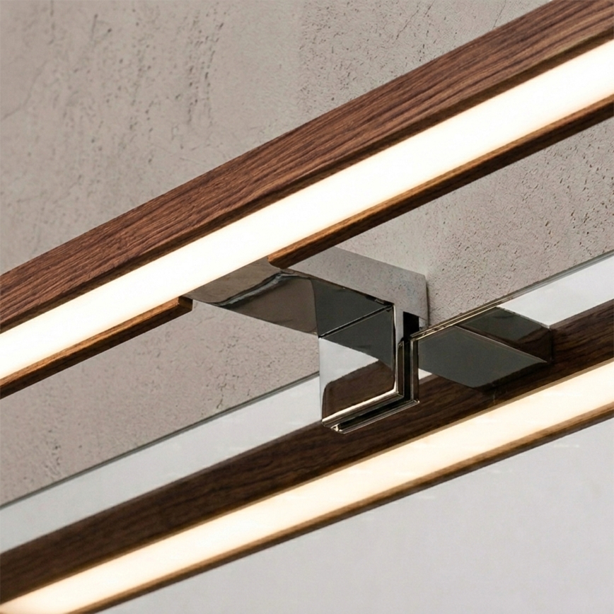 BRILAGI - LED Koupelnové osvětlení zrcadla 3v1 WOODY MIRROR LED/8W/230V 40 cm IP44 lesklý chrom/dub třešeň