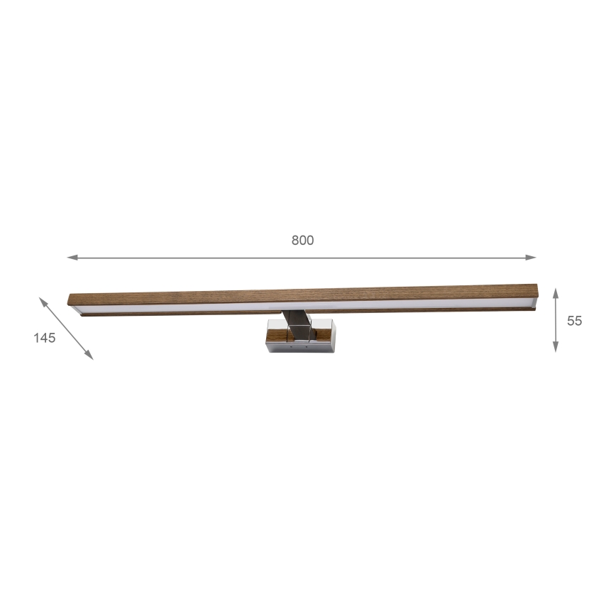 BRILAGI - LED Koupelnové osvětlení zrcadla WOODY MIRROR 3v1 LED/15W/230V 80 cm IP44 lesklý chrom/dub ořech