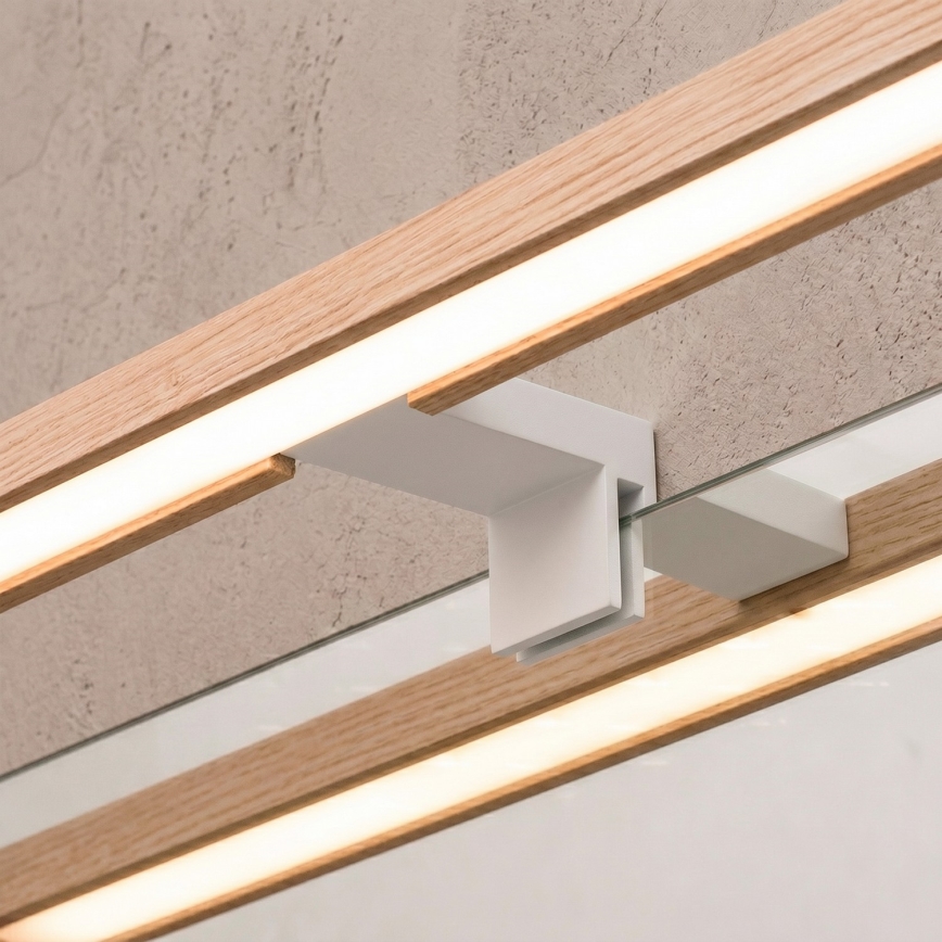 Brilagi - LED Koupelnové osvětlení zrcadla 3v1 WOODY MIRROR LED/12W/230V 60 cm IP44 bílá/dub