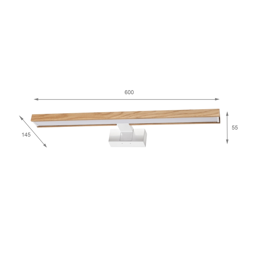 Brilagi - LED Koupelnové osvětlení zrcadla 3v1 WOODY MIRROR LED/12W/230V 60 cm IP44 bílá/dub