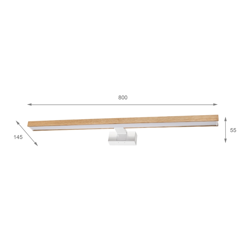 BRILAGI - LED Koupelnové osvětlení zrcadla 3v1 WOODY MIRROR LED/15W/230V 80 cm IP44 bílá/dub