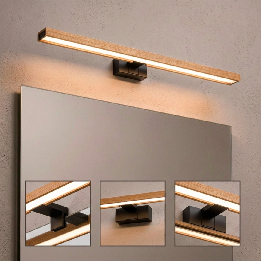 Brilagi - LED Koupelnové osvětlení zrcadla 3v1 WOODY MIRROR LED/15W/230V 80 cm IP44 černá/dub