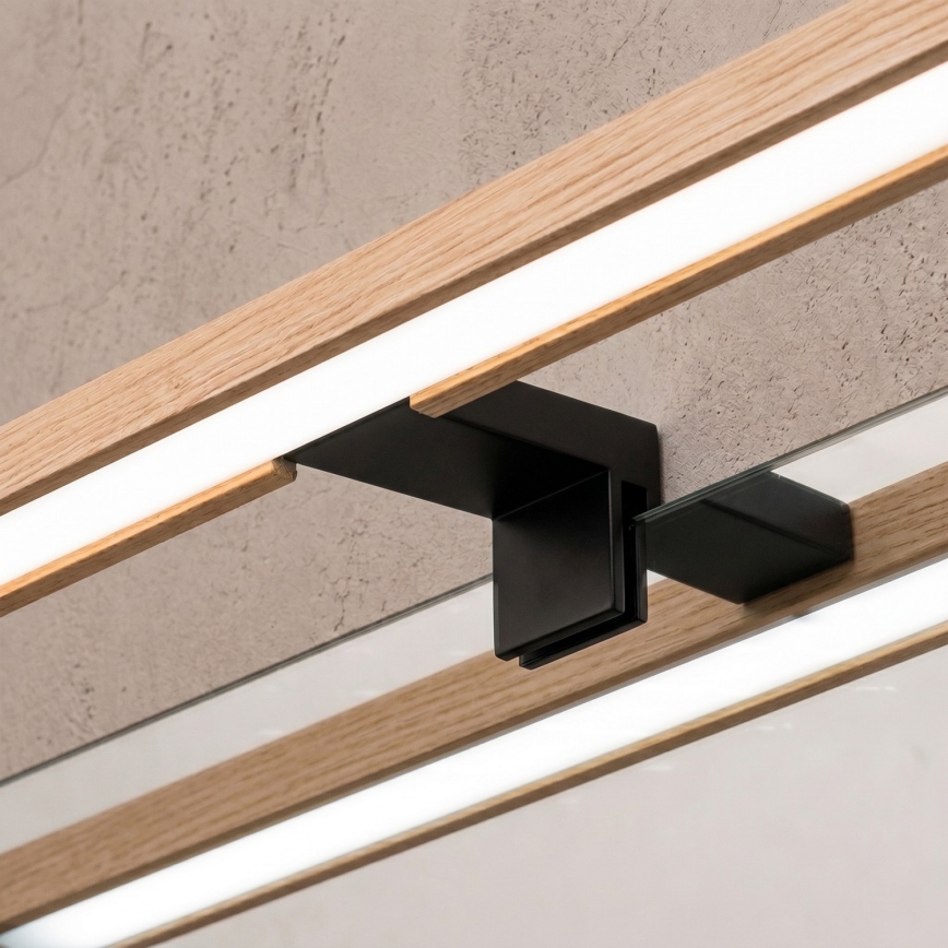 Brilagi - LED Koupelnové osvětlení zrcadla 3v1 WOODY MIRROR LED/15W/230V 80 cm IP44 černá/dub