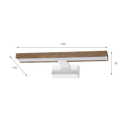 Brilagi - LED Koupelnové osvětlení zrcadla 3v1 WOODY MIRROR LED/8W/230V 40 cm IP44 bílá/dub