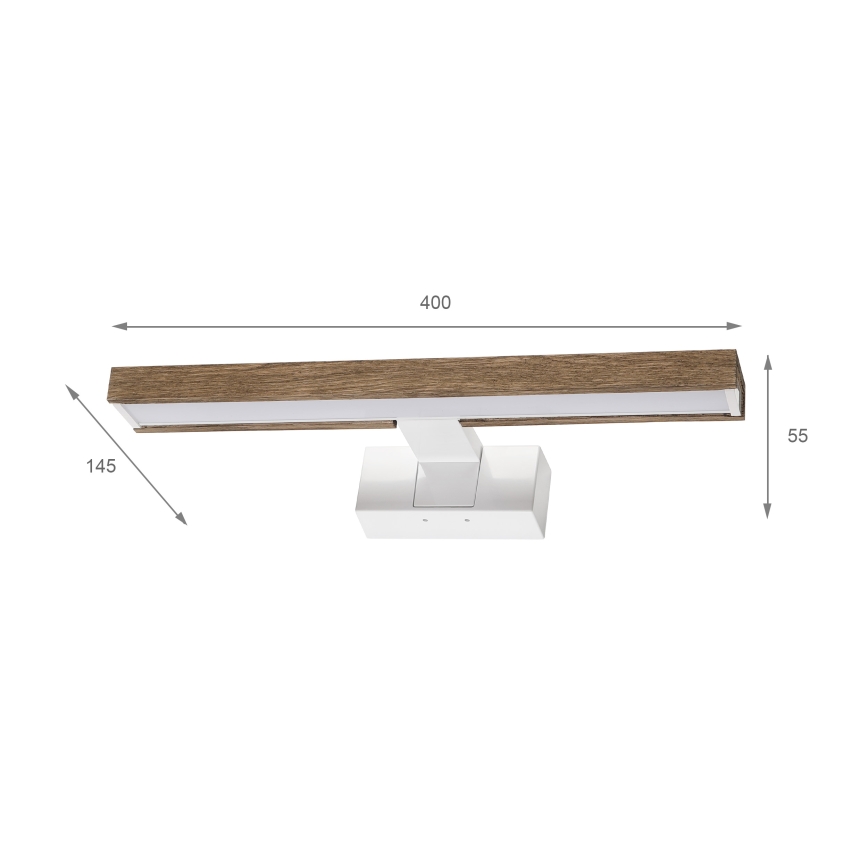 Brilagi - LED Koupelnové osvětlení zrcadla 3v1 WOODY MIRROR LED/8W/230V 40 cm IP44 bílá/dub