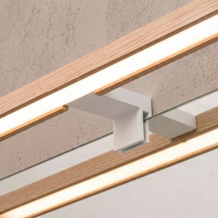 Brilagi - LED Koupelnové osvětlení zrcadla 3v1 WOODY MIRROR LED/8W/230V 40 cm IP44 bílá/dub