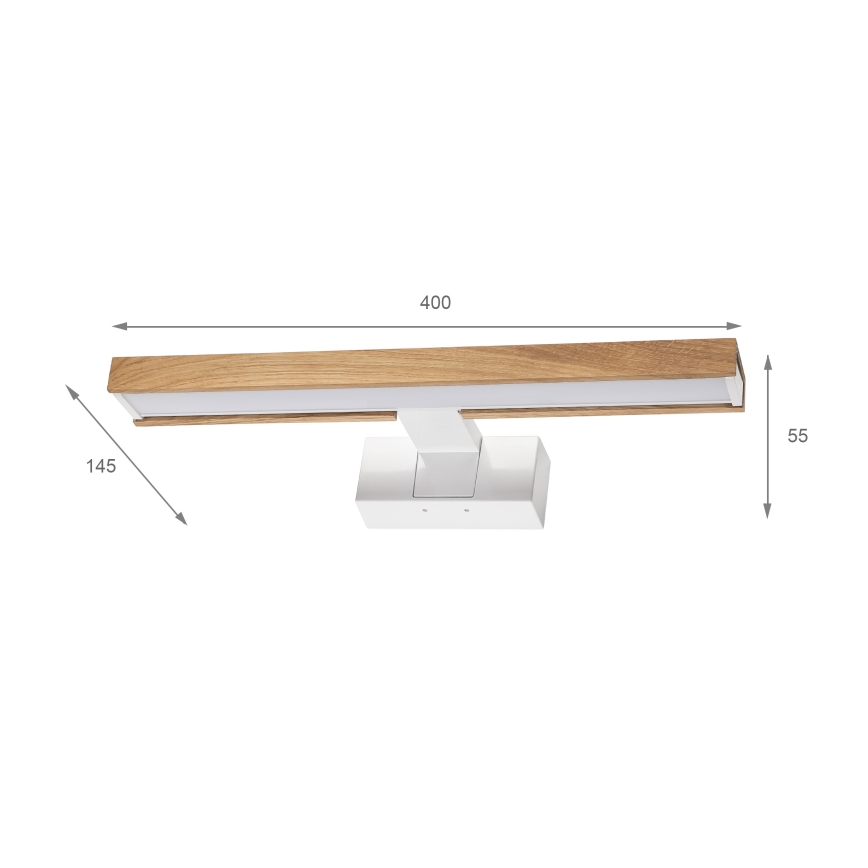 Brilagi - LED Koupelnové osvětlení zrcadla 3v1 WOODY MIRROR LED/8W/230V 40 cm IP44 bílá/dub
