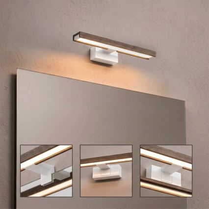 Brilagi - LED Koupelnové osvětlení zrcadla WOODY MIRROR 3v1 LED/8W/230V 40 cm IP44 bílá/dub