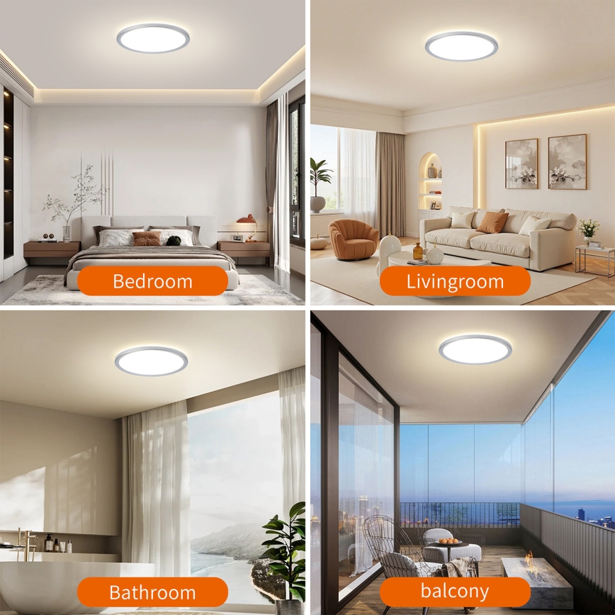 Brilagi - LED Koupelnové stropní svítidlo ULTRA SLIM LED/18W/230V pr. 30 cm stříbrná IP54
