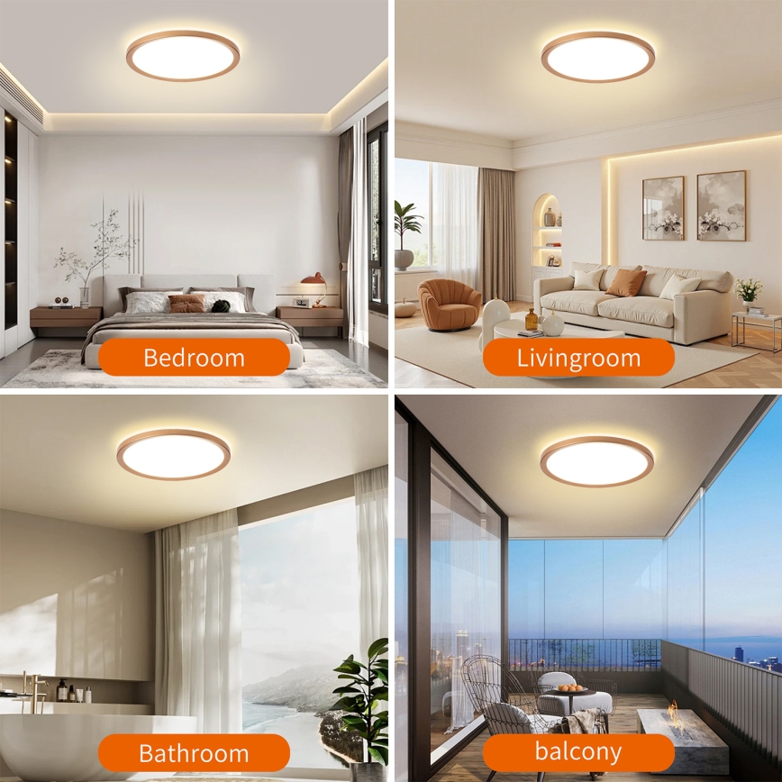 Brilagi - LED Koupelnové stropní svítidlo ULTRA SLIM LED/24W/230V pr. 42 cm rose gold IP54