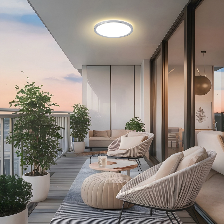 Brilagi - LED Koupelnové stropní svítidlo ULTRA SLIM LED/24W/230V pr. 42 cm stříbrná IP54