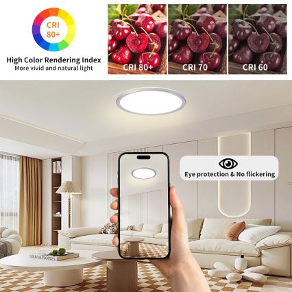 Brilagi - LED Koupelnové stropní svítidlo ULTRA SLIM LED/24W/230V pr. 42 cm stříbrná IP54