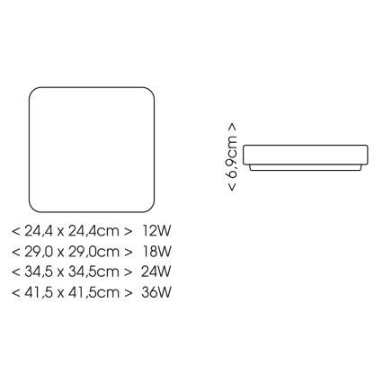 BRILAGI - LED Koupelnové stropní svítidlo se senzorem ZENNA LED/36W/230V 41,5x41,5 cm IP44 černá + dálkové ovládání