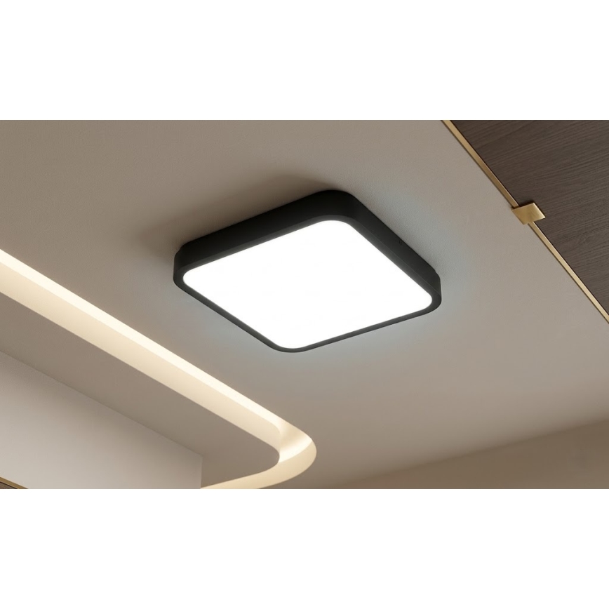 BRILAGI - LED Koupelnové stropní svítidlo se senzorem ZENNA LED/18W/230V 28,5x28,5 cm IP44 černá + dálkové ovládání