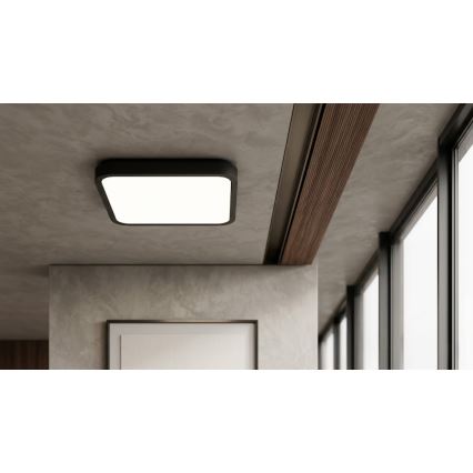 Brilagi - LED Koupelnové stropní svítidlo se senzorem ZENNA LED/24W/230V 34,5x34,5 cm IP44 černá + dálkové ovládání