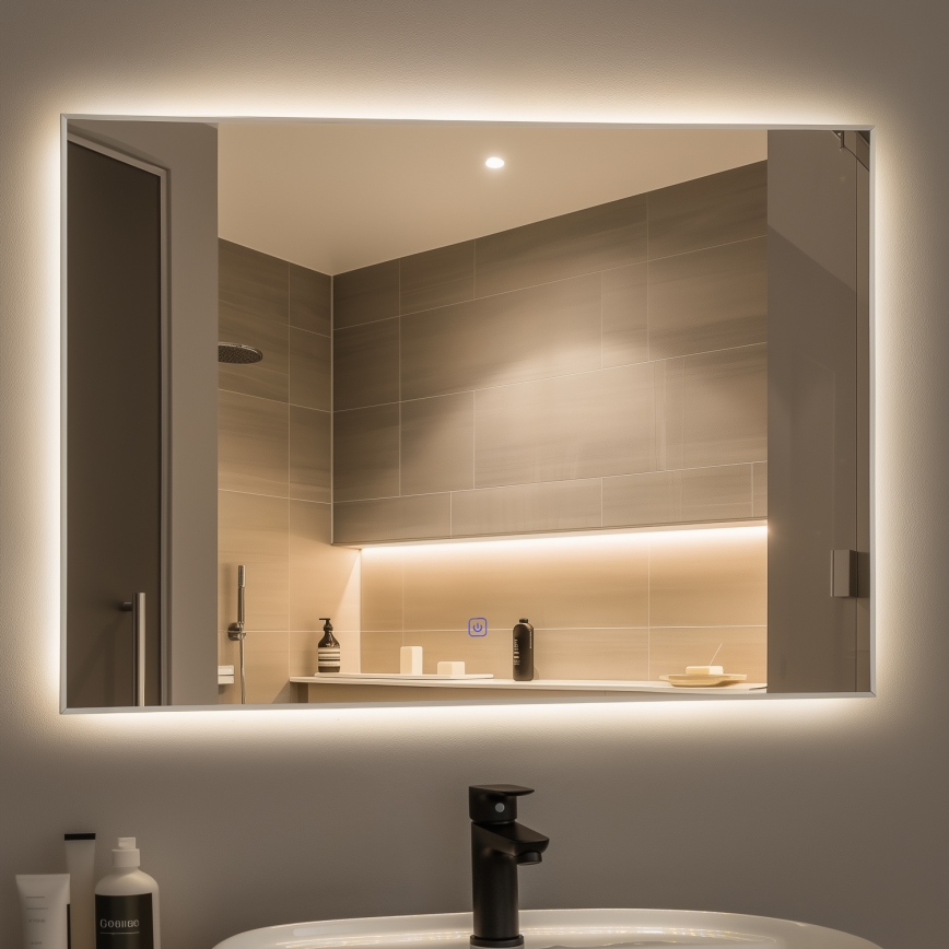 Brilagi - LED Koupelnové zrcadlo DESIO LED/28W/230V 60x80 cm stříbrná IP44 CRI 90 stmívatelné + CCT