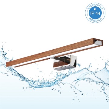 Brilagi - LED Koupelnové osvětlení zrcadla 3v1 WOODY MIRROR LED/12W/230V 60 cm IP44 lesklý chrom/dub třešeň