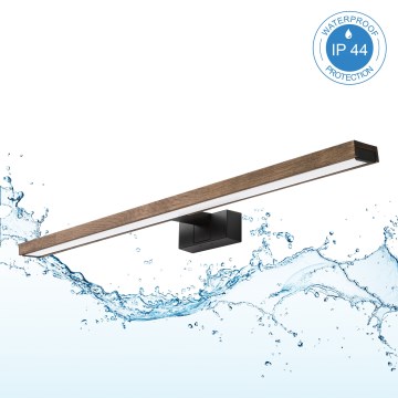 Brilagi - LED Koupelnové osvětlení zrcadla 3v1 WOODY MIRROR LED/15W/230V 80 cm IP44 černá/dub ořech