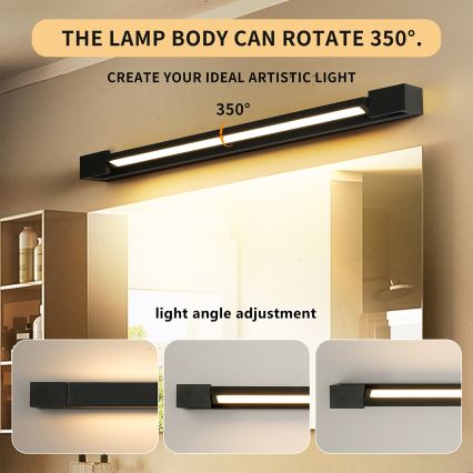 Brilagi - LED Koupelnové osvětlení zrcadla AQUA LINE LED/18W/230V 60 cm IP44 černá CRI 90