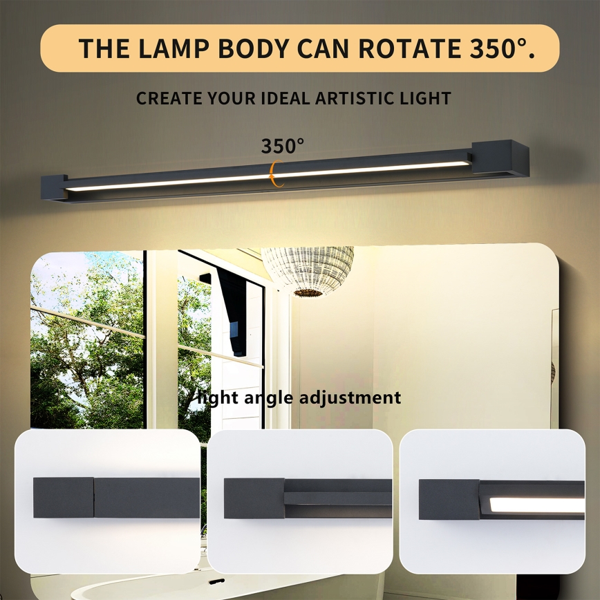 Brilagi - LED Koupelnové osvětlení zrcadla AQUA LINE LED/24W/230V 90 cm IP44 černá CRI 90