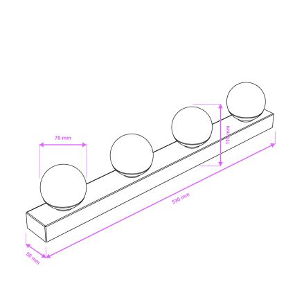 Brilagi - LED Koupelnové osvětlení zrcadla HOLLYWOOD 4xLED/3W/230V 53 cm IP44 černá