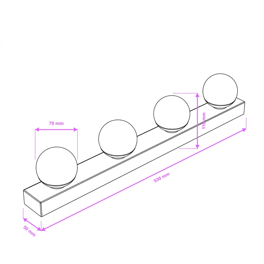 Brilagi - LED Koupelnové osvětlení zrcadla HOLLYWOOD 4xLED/3W/230V 53 cm IP44 černá