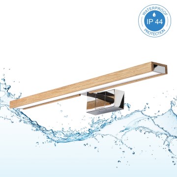 Brilagi - LED Koupelnové osvětlení zrcadla WOODY MIRROR 3v1 LED/12W/230V 60 cm IP44 lesklý chrom/dub