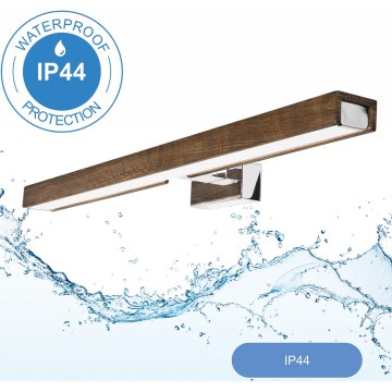 Brilagi - LED Koupelnové osvětlení zrcadla WOODY MIRROR LED/12W/230V 60 cm IP44 dub ořech/lesklý chrom