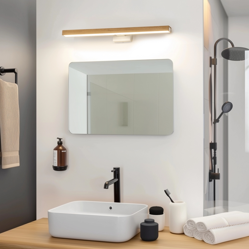 Brilagi - LED Koupelnové osvětlení zrcadla WOODY MIRROR LED/12W/230V 60 cm IP44 dub/bílá
