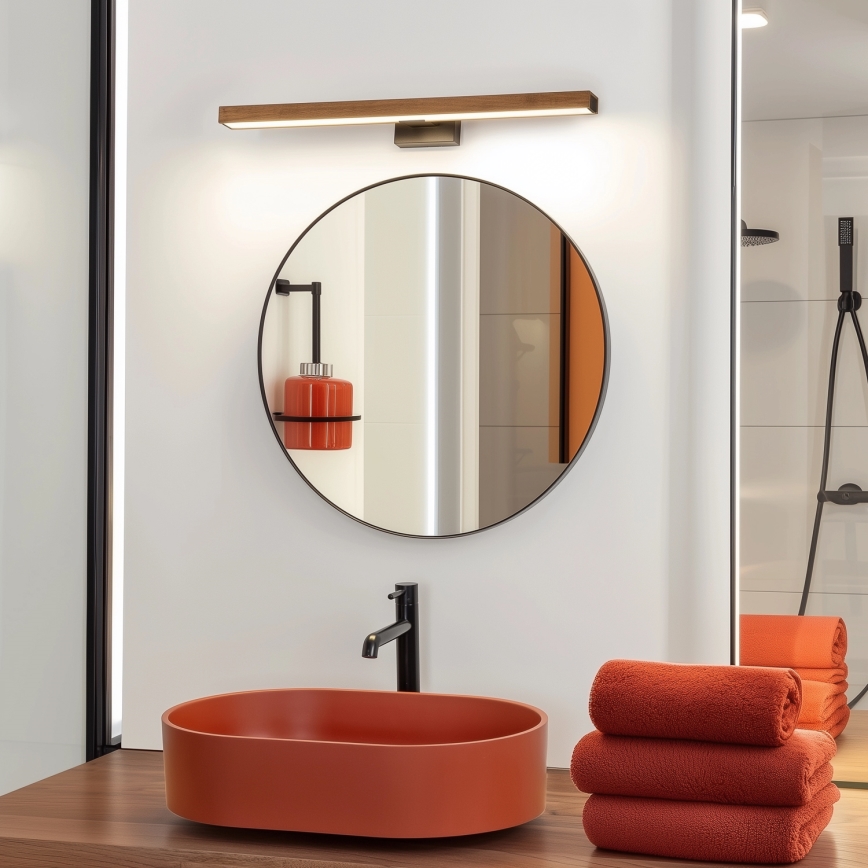 Brilagi - LED Koupelnové osvětlení zrcadla WOODY MIRROR LED/12W/230V 60 cm IP44 dub třešeň/černá