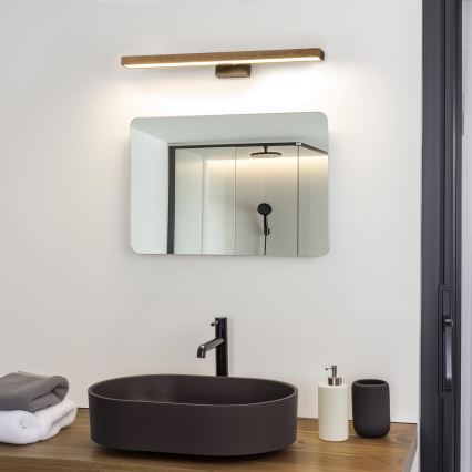 Brilagi - LED Koupelnové osvětlení zrcadla WOODY MIRROR LED/12W/230V 60 cm IP44 dub ořech/černá