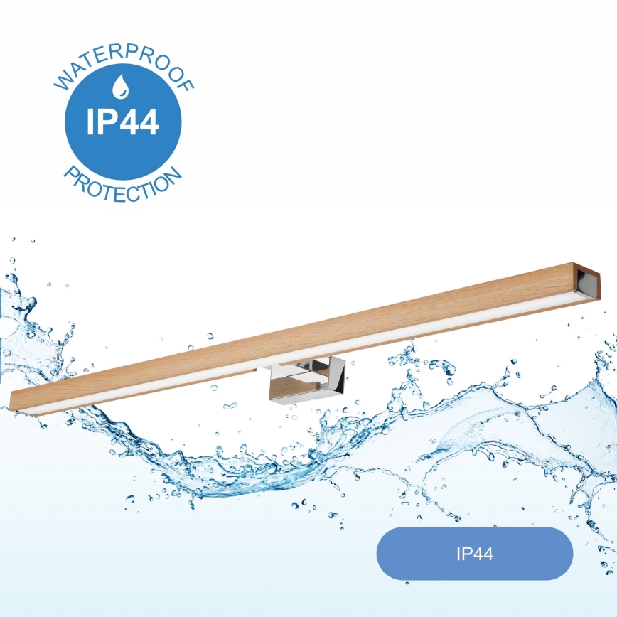 Brilagi - LED Koupelnové osvětlení zrcadla WOODY MIRROR LED/15W/230V 90 cm IP44 dub/lesklý chrom