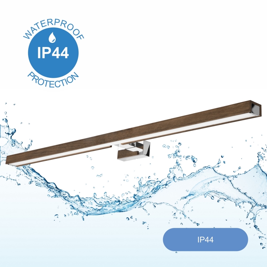 Brilagi - LED Koupelnové osvětlení zrcadla WOODY MIRROR LED/15W/230V 90 cm IP44 dub ořech/lesklý chrom