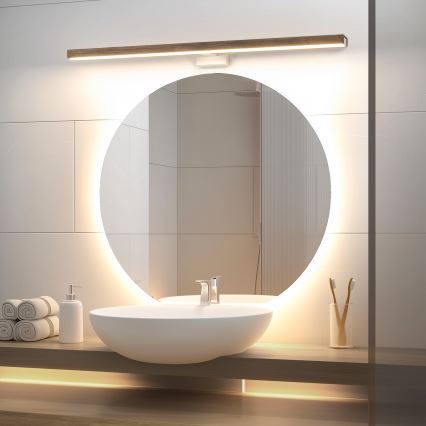 Brilagi - LED Koupelnové osvětlení zrcadla WOODY MIRROR LED/15W/230V 90 cm IP44 dub ořech/bílá