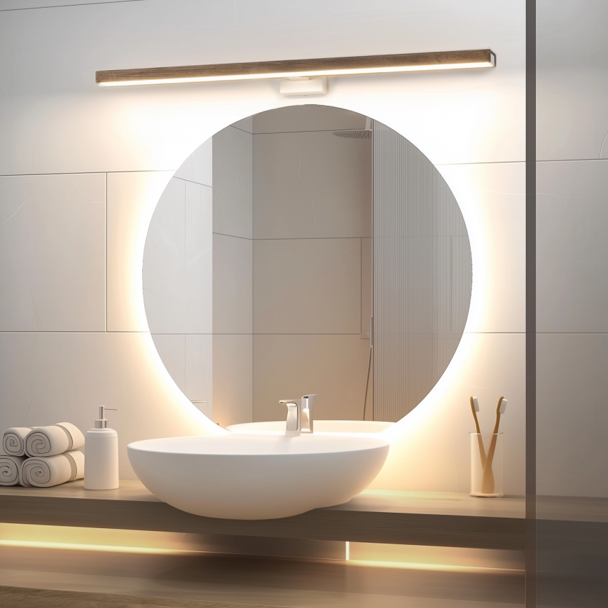 Brilagi - LED Koupelnové osvětlení zrcadla WOODY MIRROR LED/15W/230V 90 cm IP44 dub ořech/bílá