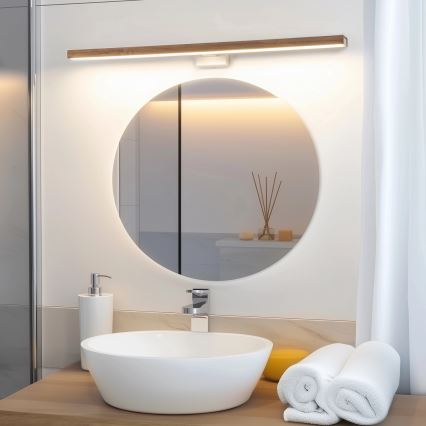 Brilagi - LED Koupelnové osvětlení zrcadla WOODY MIRROR LED/15W/230V 90 cm IP44 dub třešeň/bílá