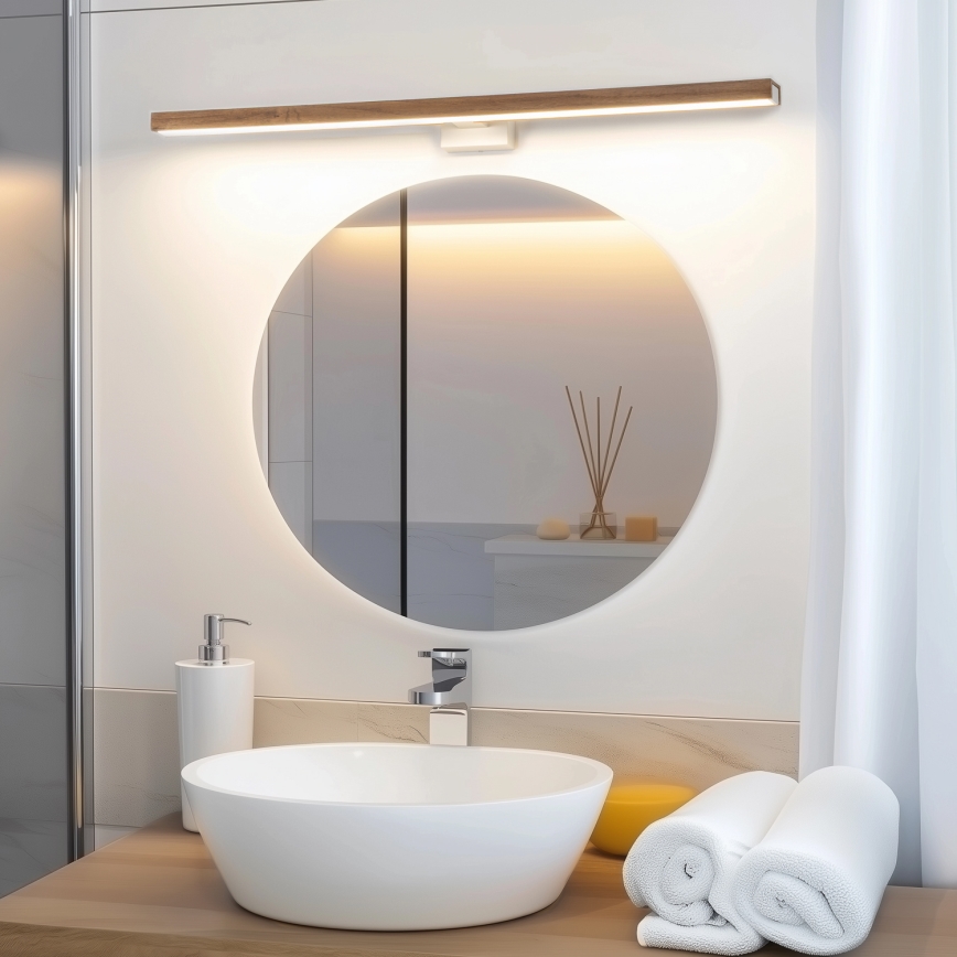 Brilagi - LED Koupelnové osvětlení zrcadla WOODY MIRROR LED/15W/230V 90 cm IP44 dub třešeň/bílá