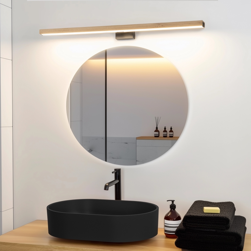 Brilagi - LED Koupelnové osvětlení zrcadla WOODY MIRROR LED/15W/230V 90 cm IP44 dub/černá