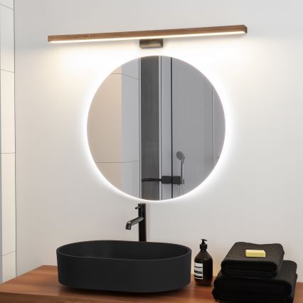 Brilagi - LED Koupelnové osvětlení zrcadla WOODY MIRROR LED/15W/230V 90 cm IP44 dub třešeň/černá