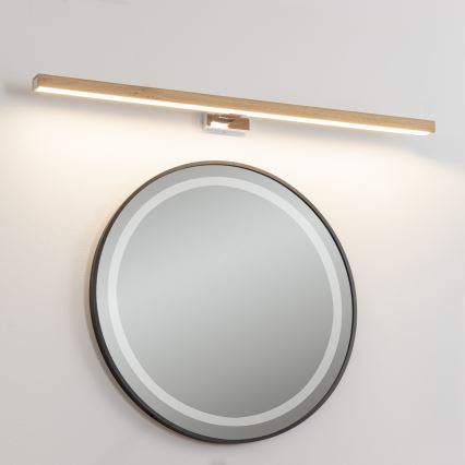 Brilagi - LED Koupelnové osvětlení zrcadla WOODY MIRROR LED/15W/230V 90 cm IP44 dub/lesklý chrom