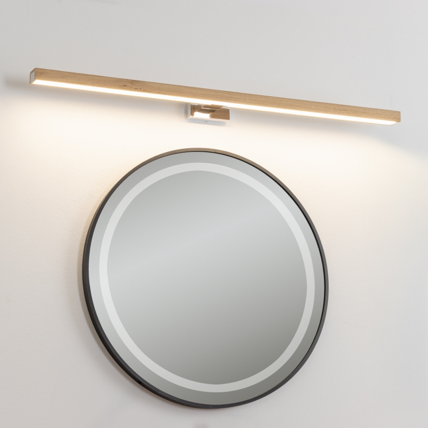 Brilagi - LED Koupelnové osvětlení zrcadla WOODY MIRROR LED/15W/230V 90 cm IP44 dub/lesklý chrom