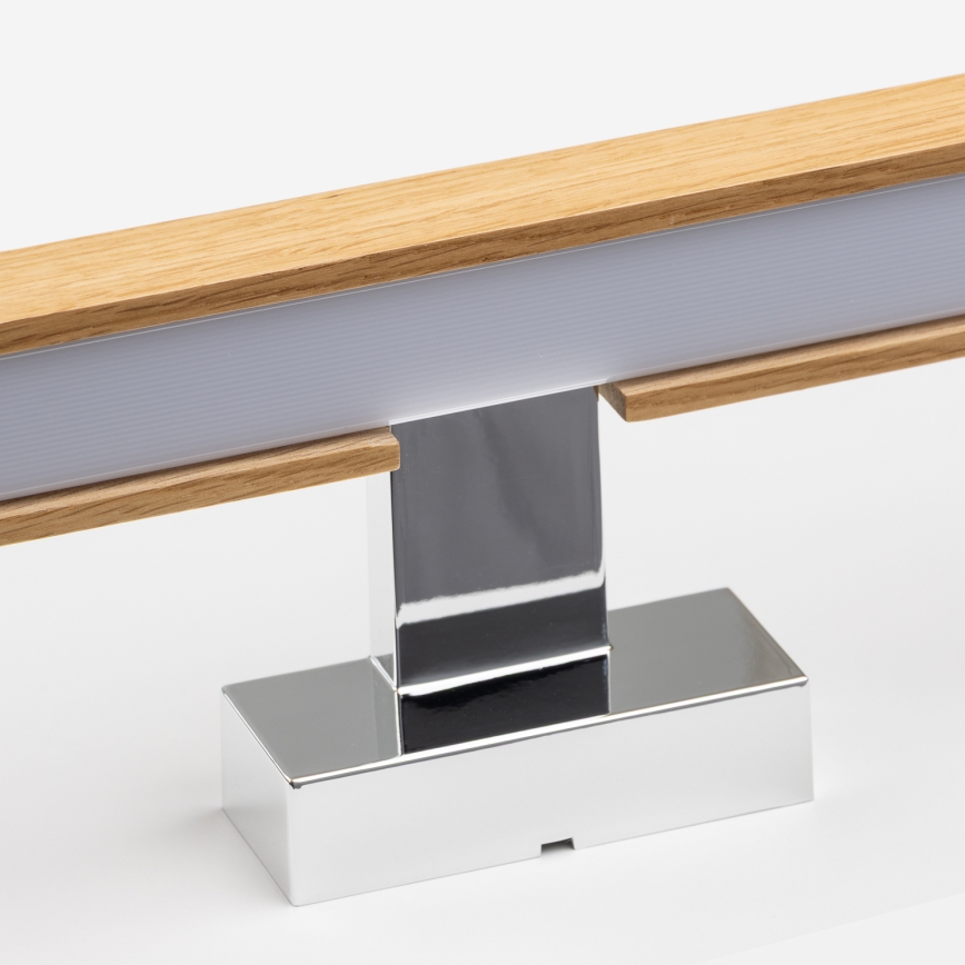 Brilagi - LED Koupelnové osvětlení zrcadla WOODY MIRROR LED/15W/230V 90 cm IP44 dub/lesklý chrom